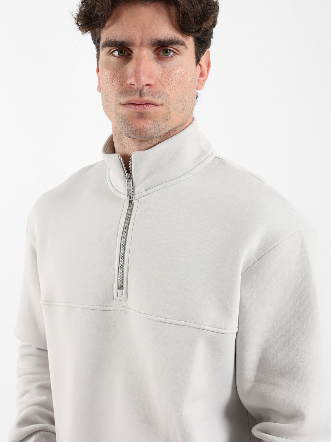 Mock Neck Solid Sweatshirt