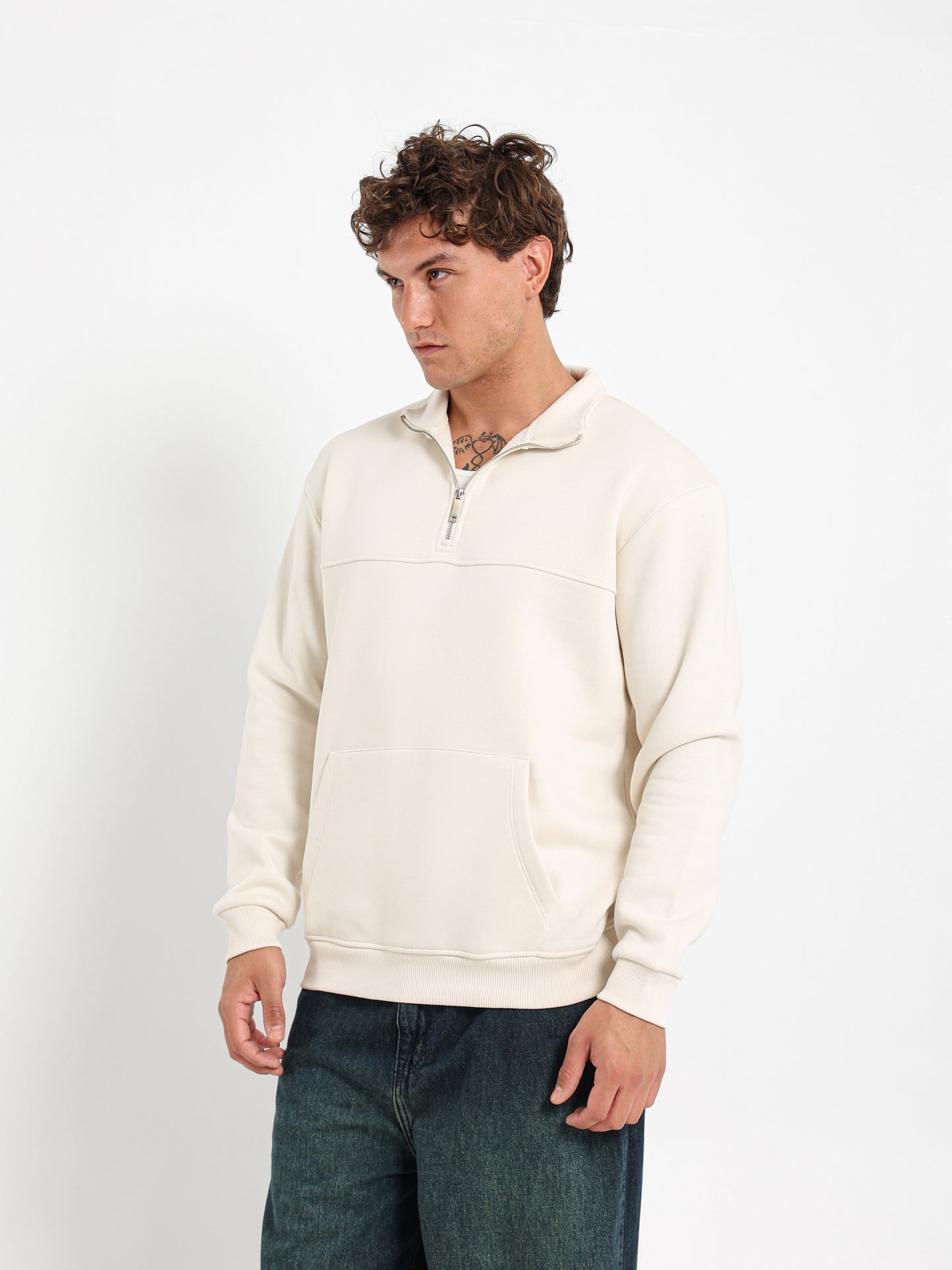 Mock Neck Solid Sweatshirt