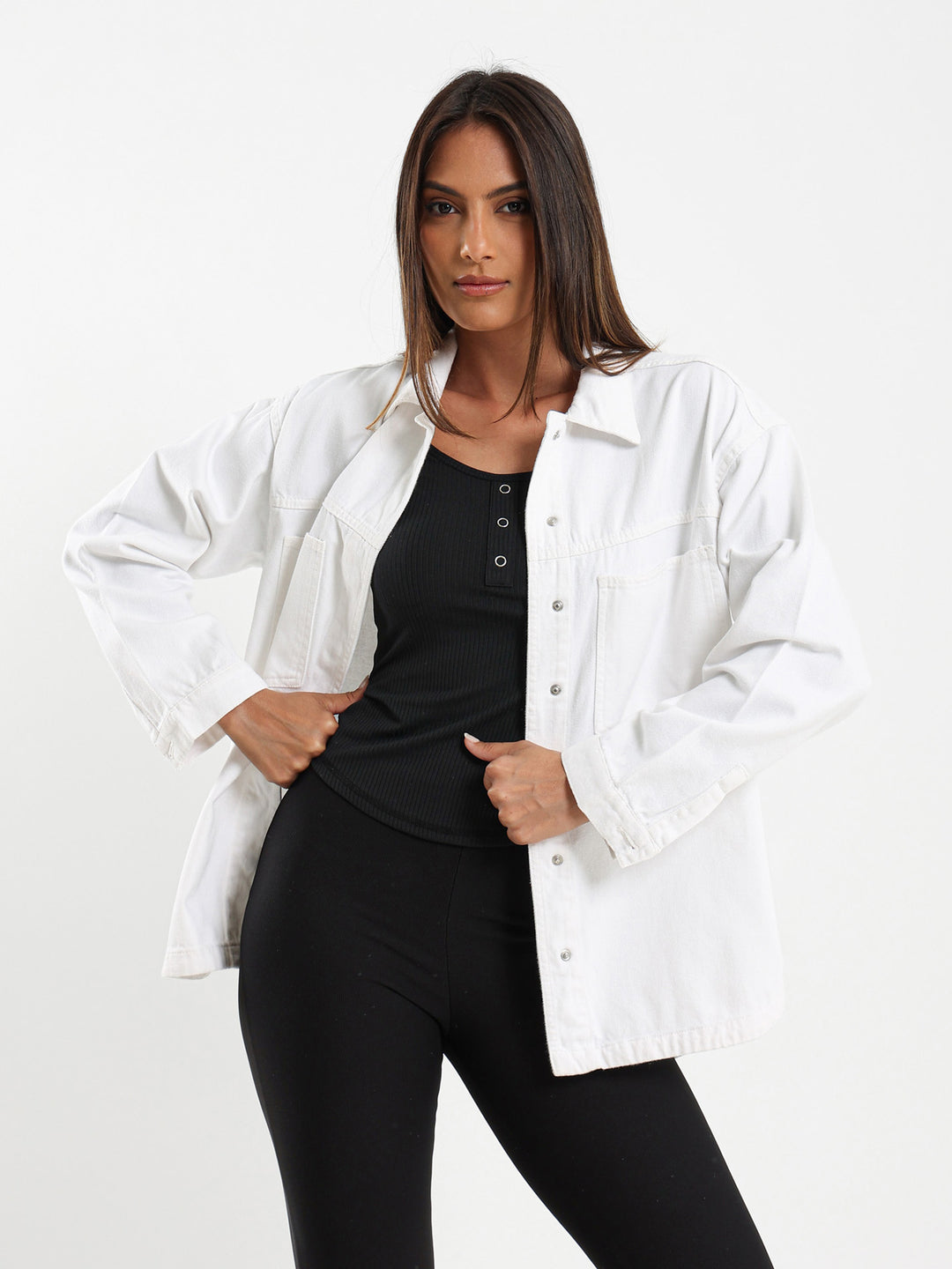 Denim Overshirt With Round Hem