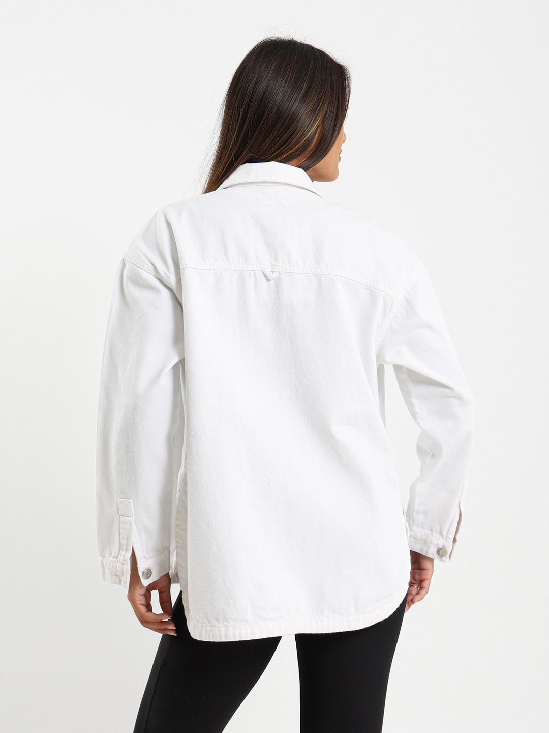 Denim Overshirt With Round Hem