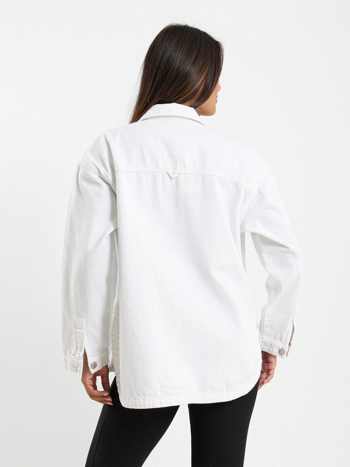 Denim Overshirt With Round Hem