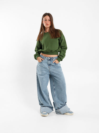 Cropped Reglan Sleeves Sweatshirt