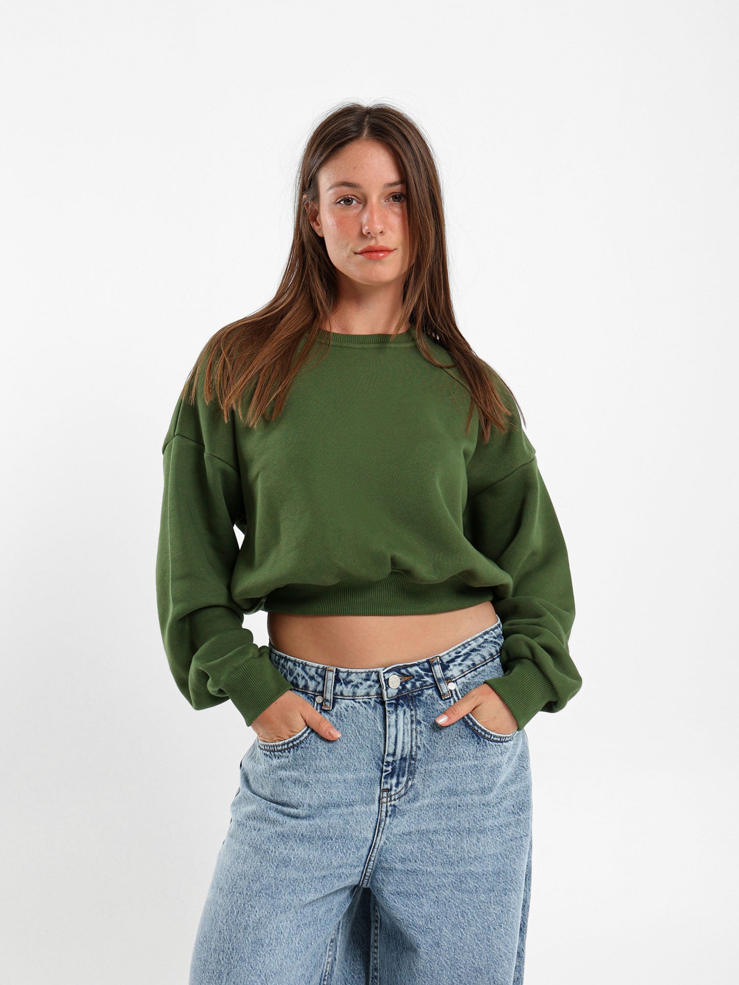 Cropped Reglan Sleeves Sweatshirt