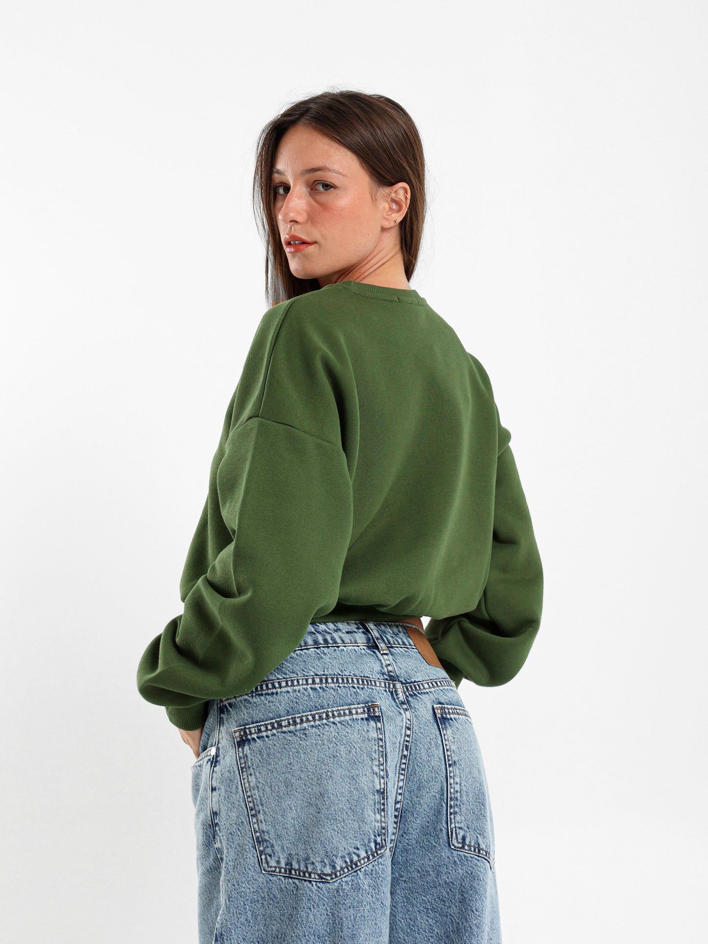 Cropped Reglan Sleeves Sweatshirt