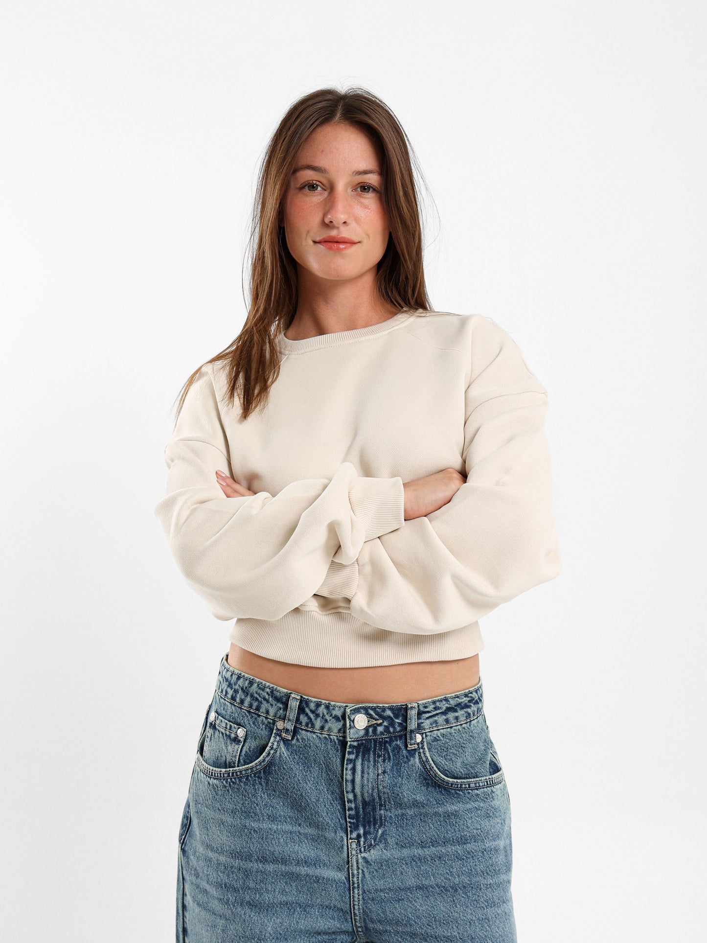 Cropped Reglan Sleeves Sweatshirt