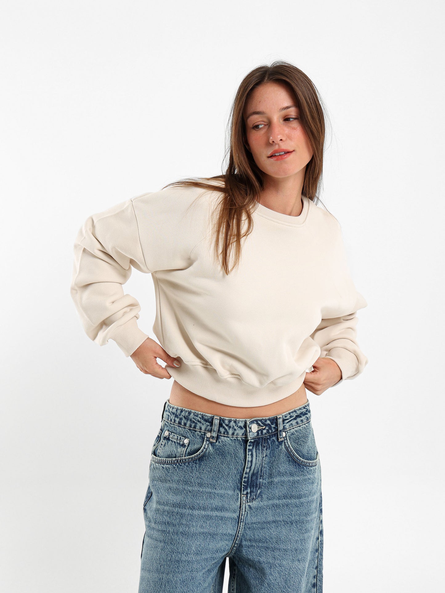 Cropped Reglan Sleeves Sweatshirt