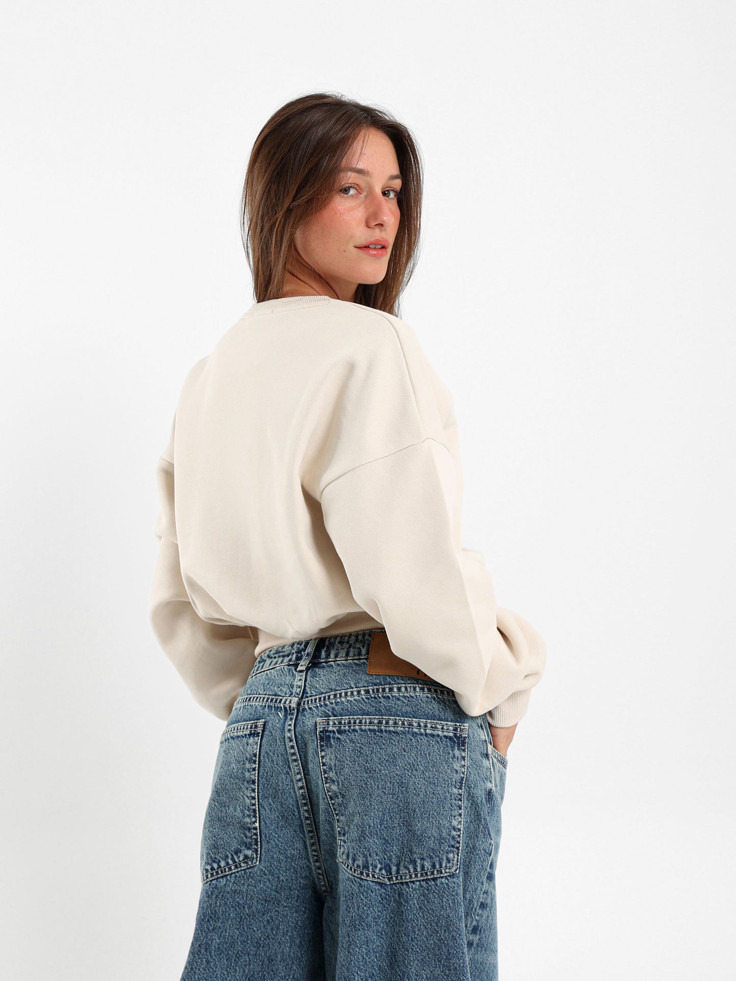 Cropped Reglan Sleeves Sweatshirt
