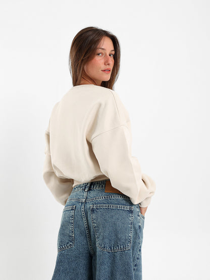 Cropped Reglan Sleeves Sweatshirt