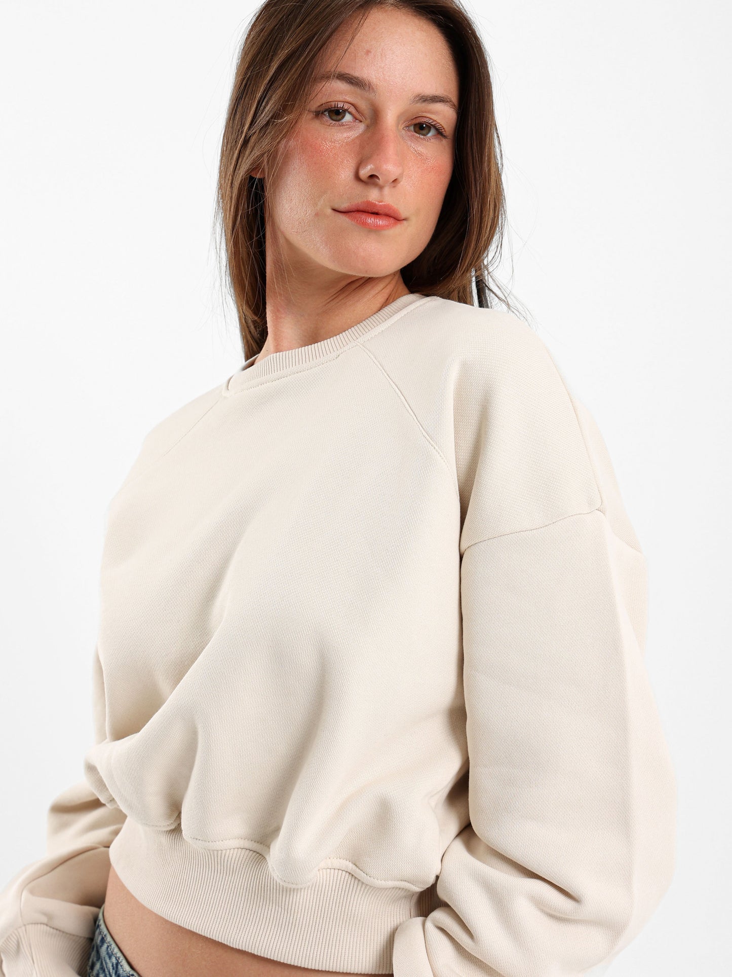 Cropped Reglan Sleeves Sweatshirt