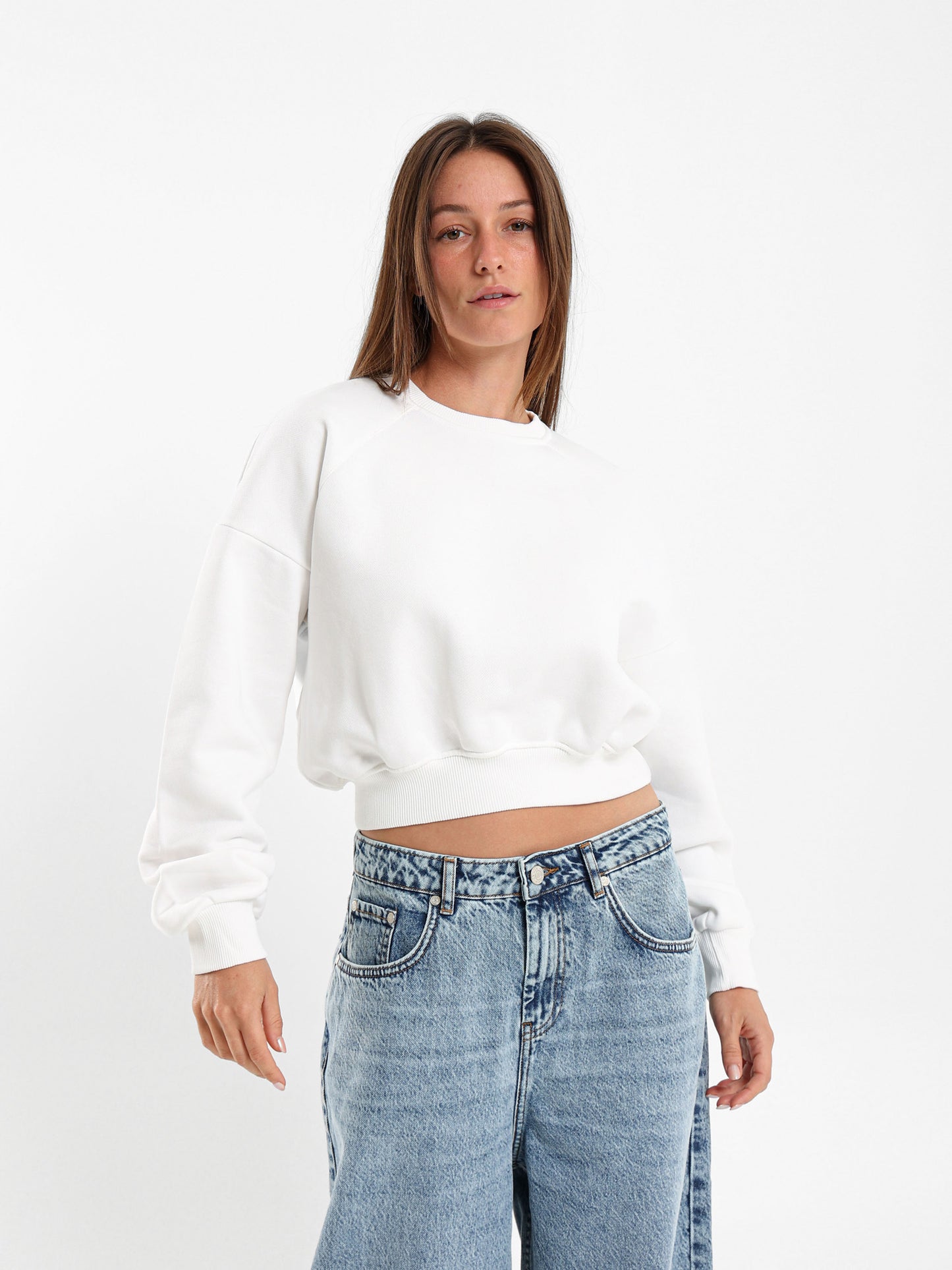 Cropped Reglan Sleeves Sweatshirt