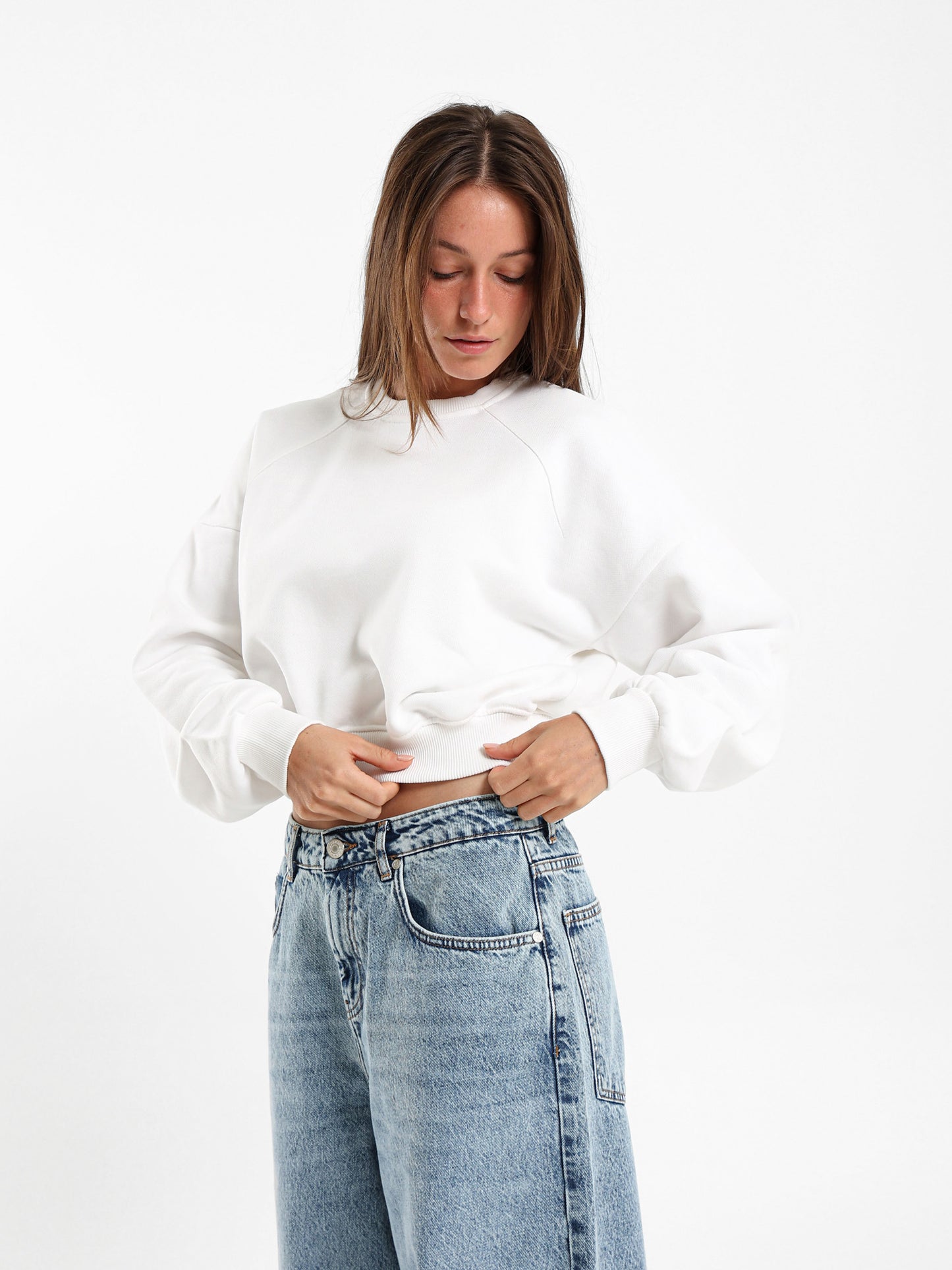 Cropped Reglan Sleeves Sweatshirt