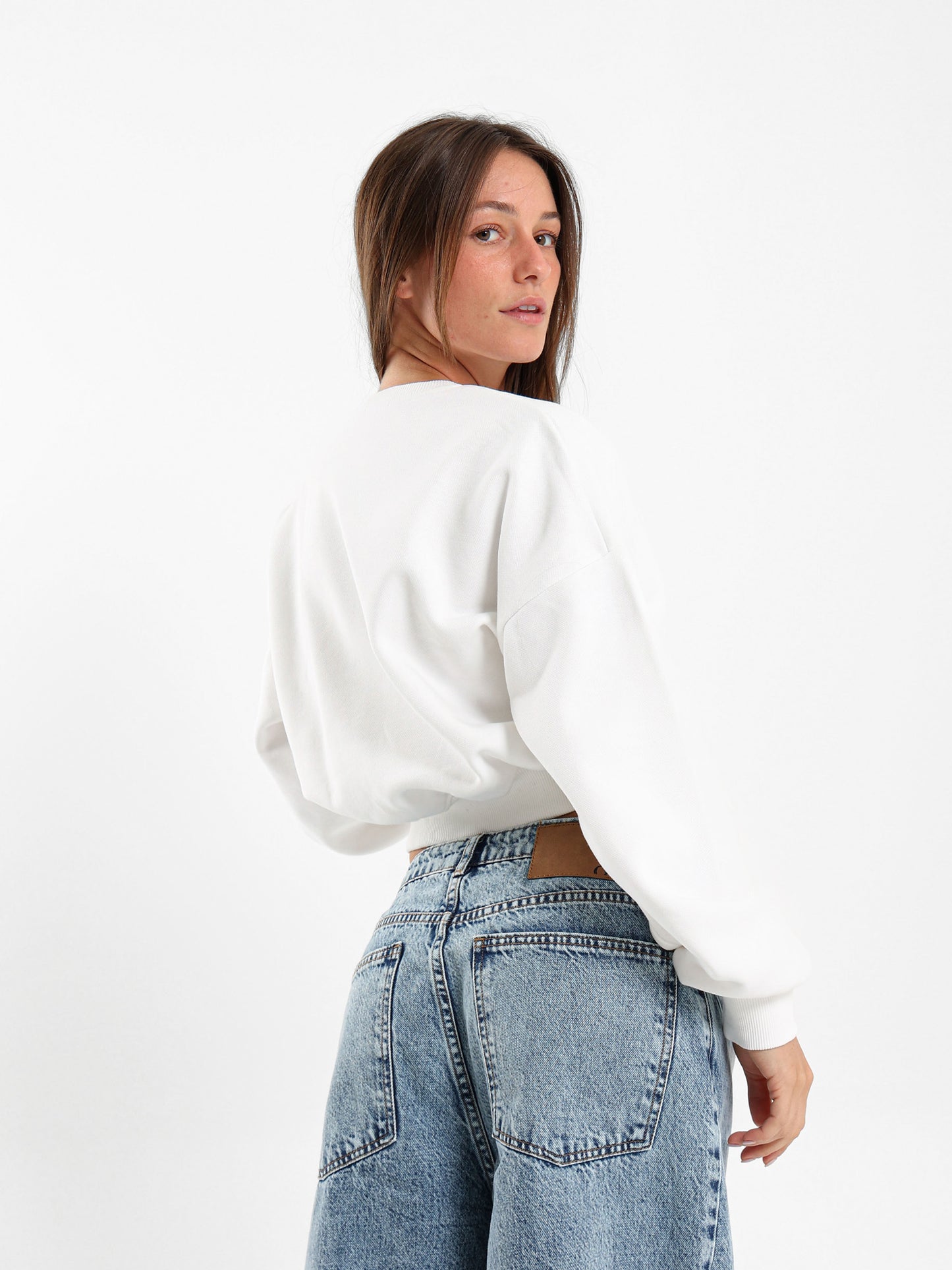 Cropped Reglan Sleeves Sweatshirt