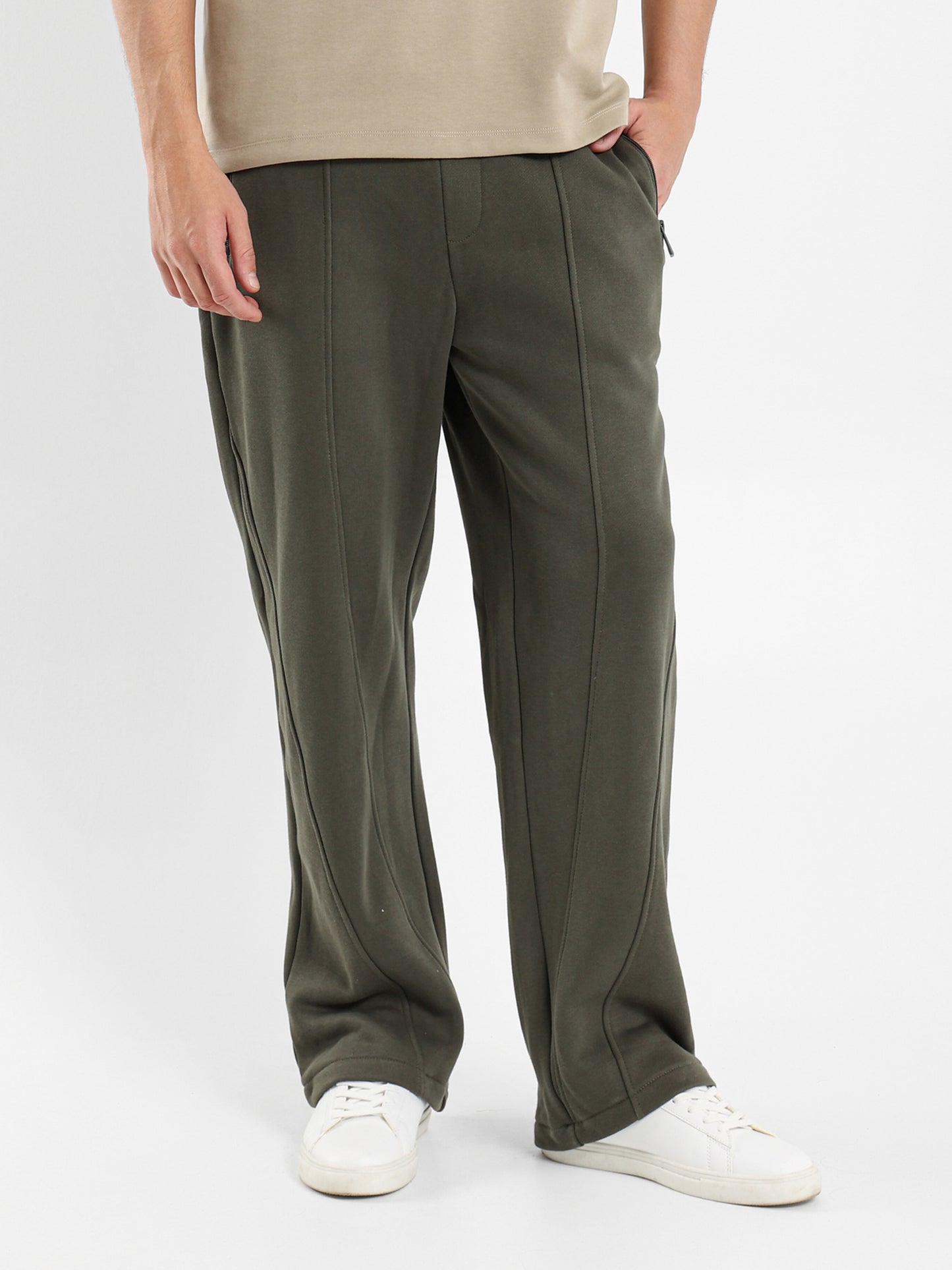 Front Panels Sweatpants with Zip-Up Pockets
