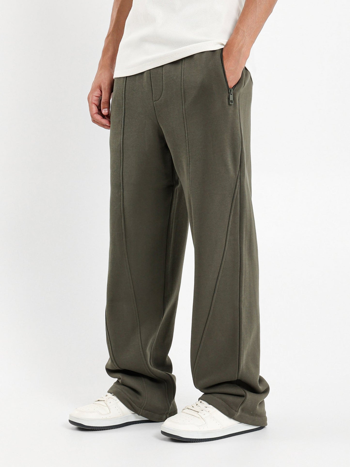 Front Panels Sweatpants with Zip-Up Pockets