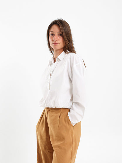 Elastic Hem Poplin Shirt