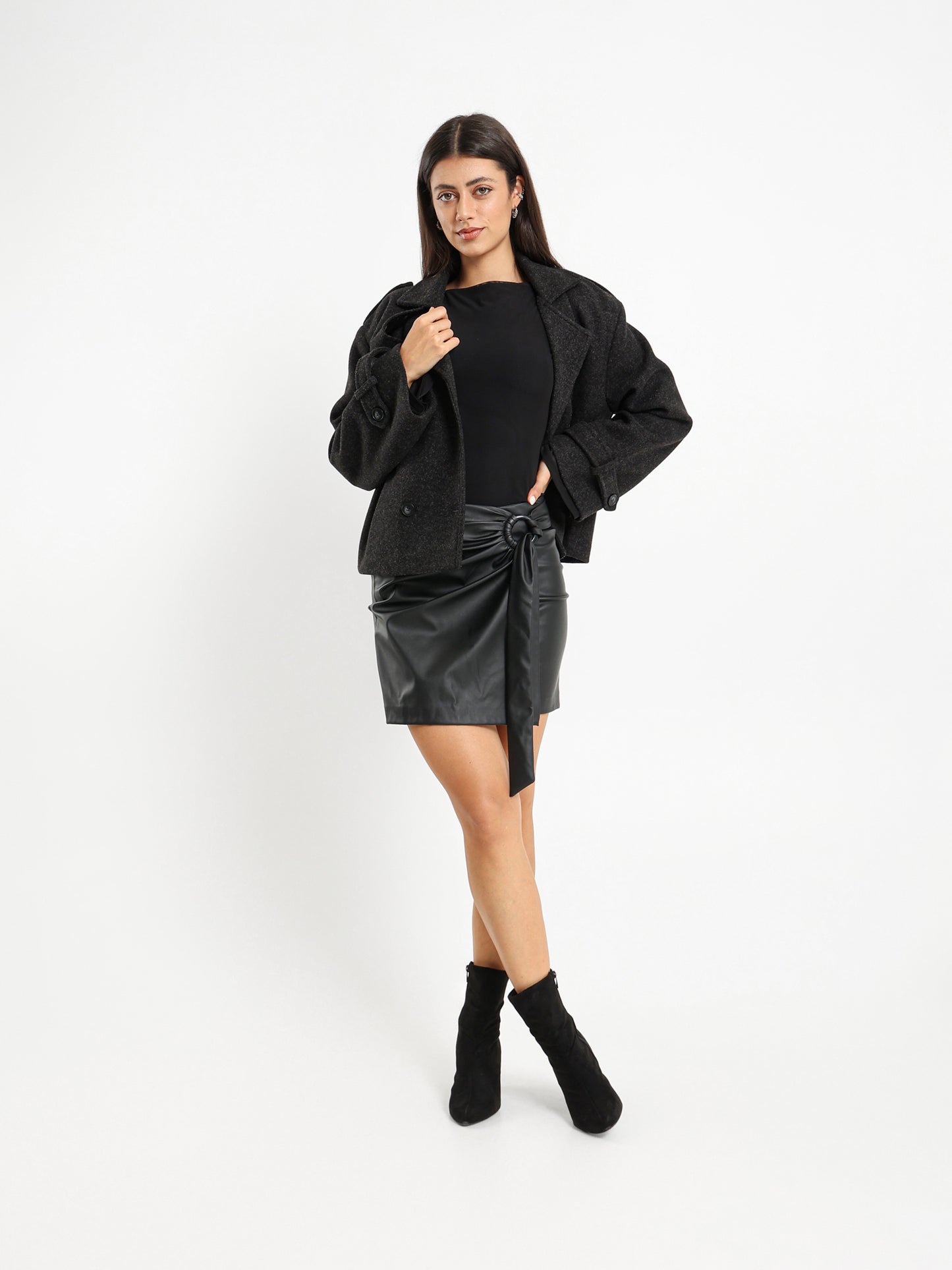 Leather Mini Wrap Skirt