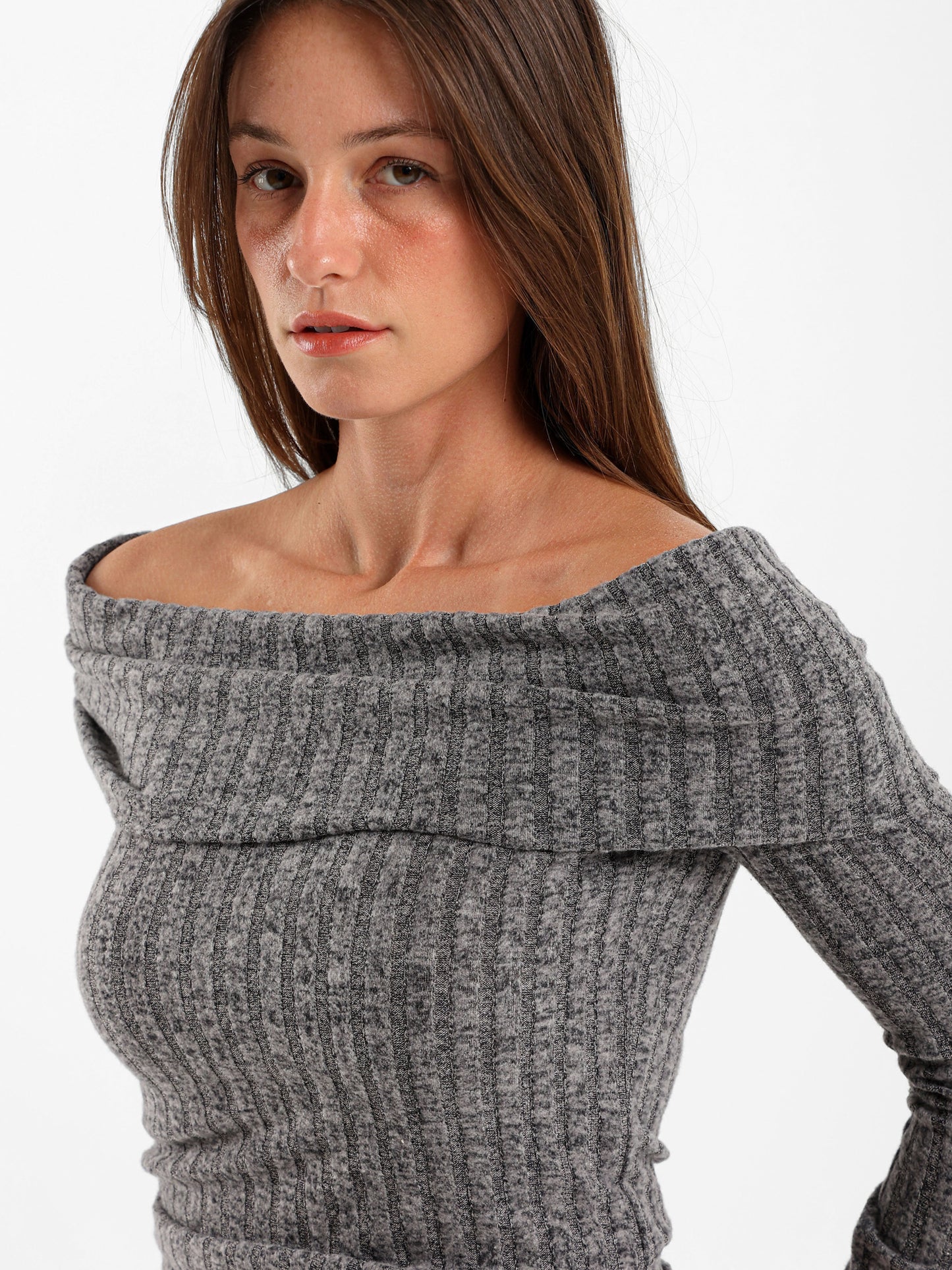 Ribbed Off Shoulder Top