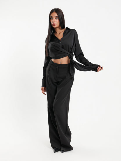 Satin Shirt with Side Tie