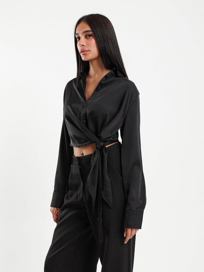 Satin Shirt with Side Tie