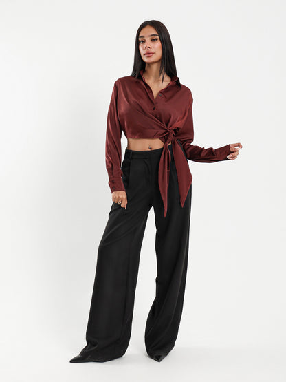Satin Shirt with Side Tie