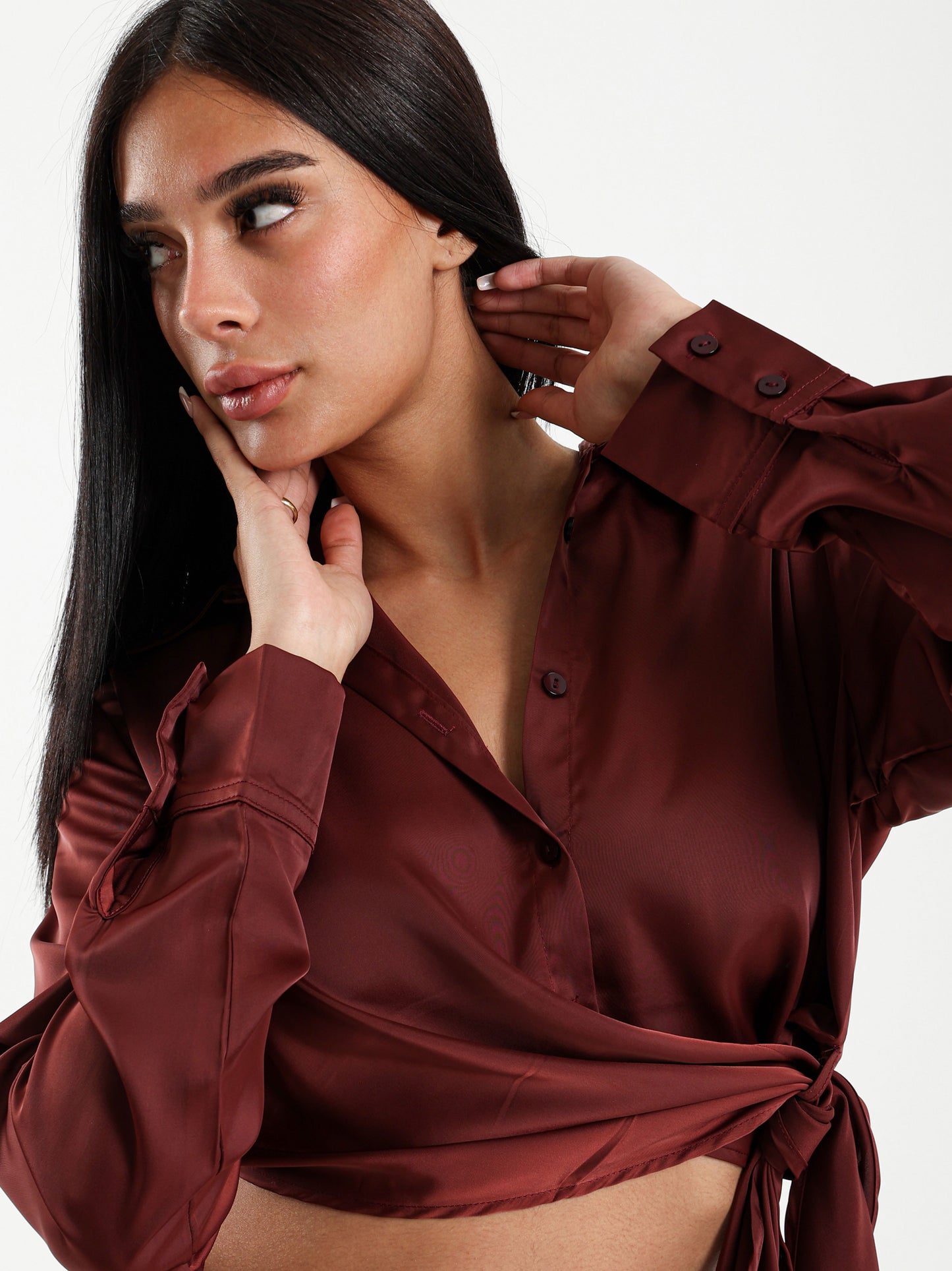 Satin Shirt with Side Tie