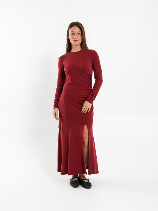 Midi Dress With Side Gathering