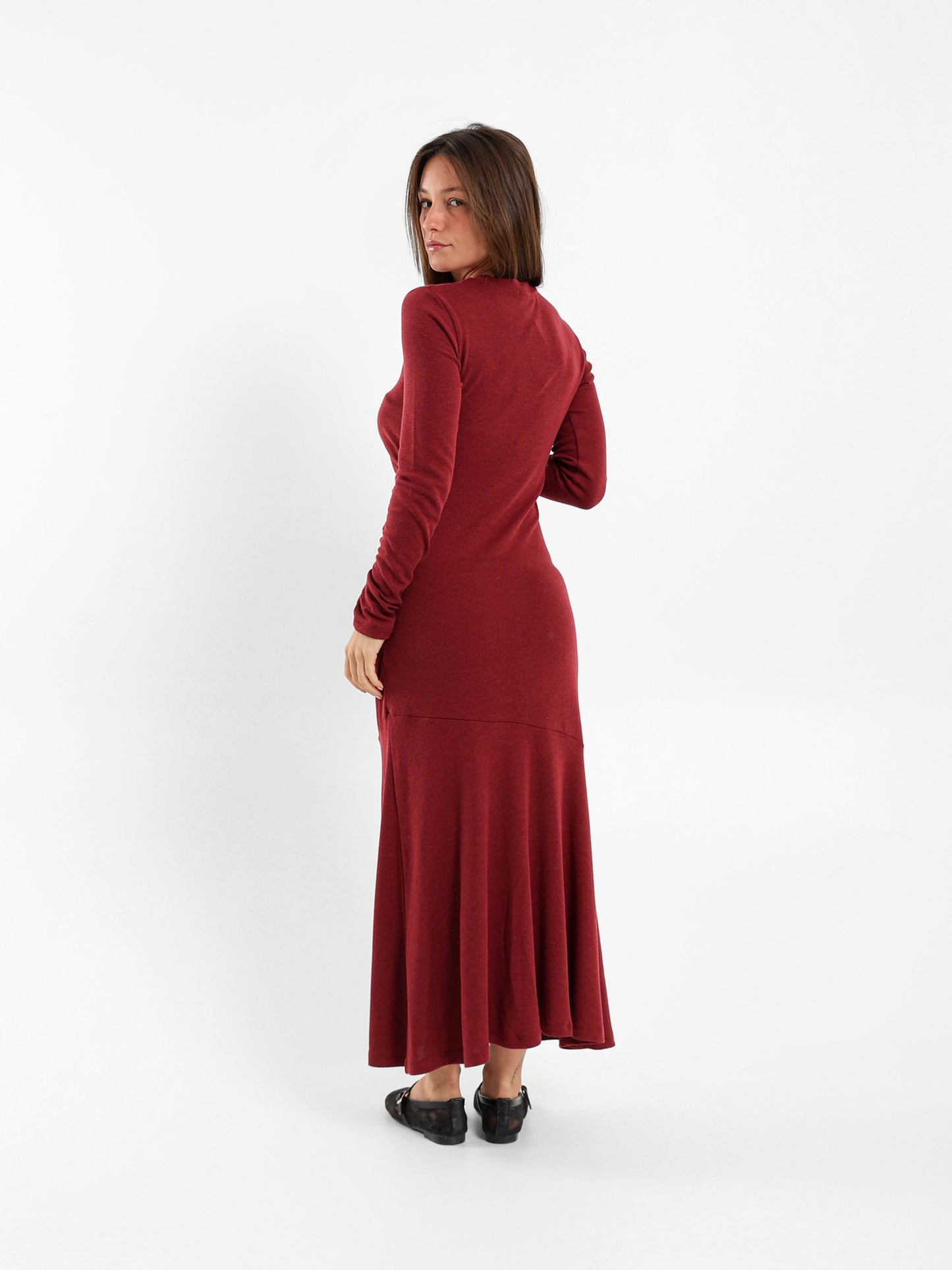 Midi Dress With Side Gathering