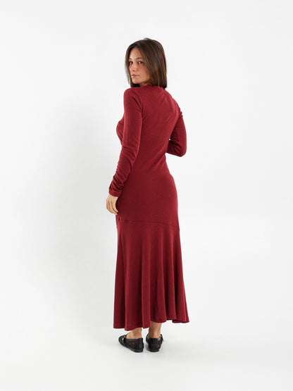 Midi Dress With Side Gathering