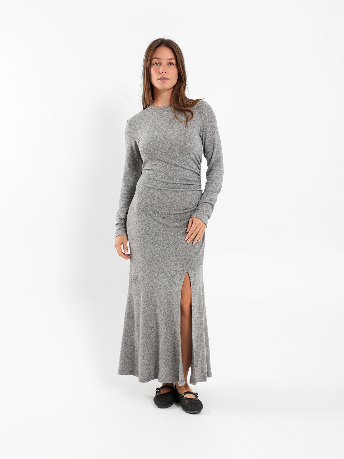 Midi Dress With Side Gathering