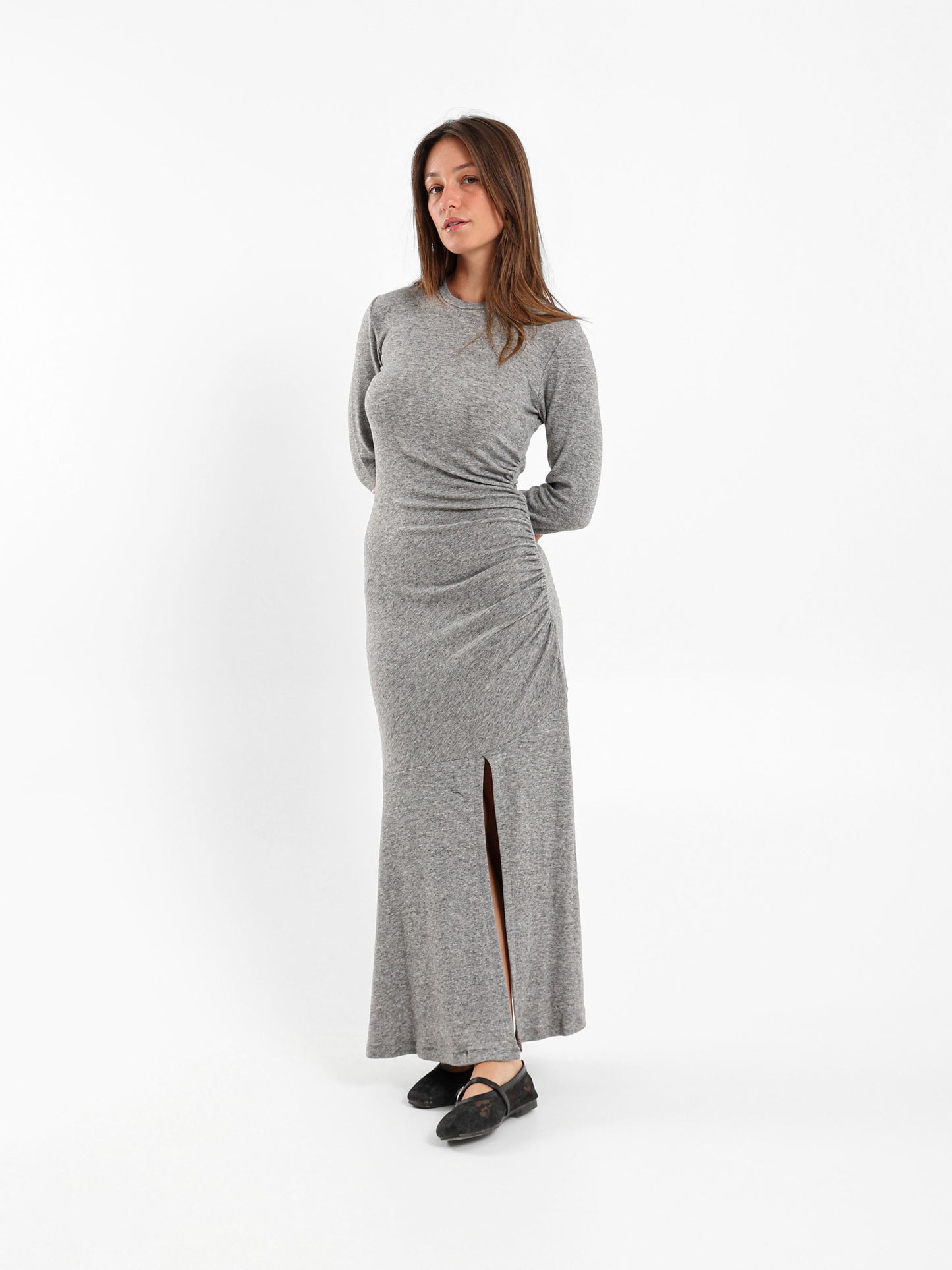 Midi Dress With Side Gathering