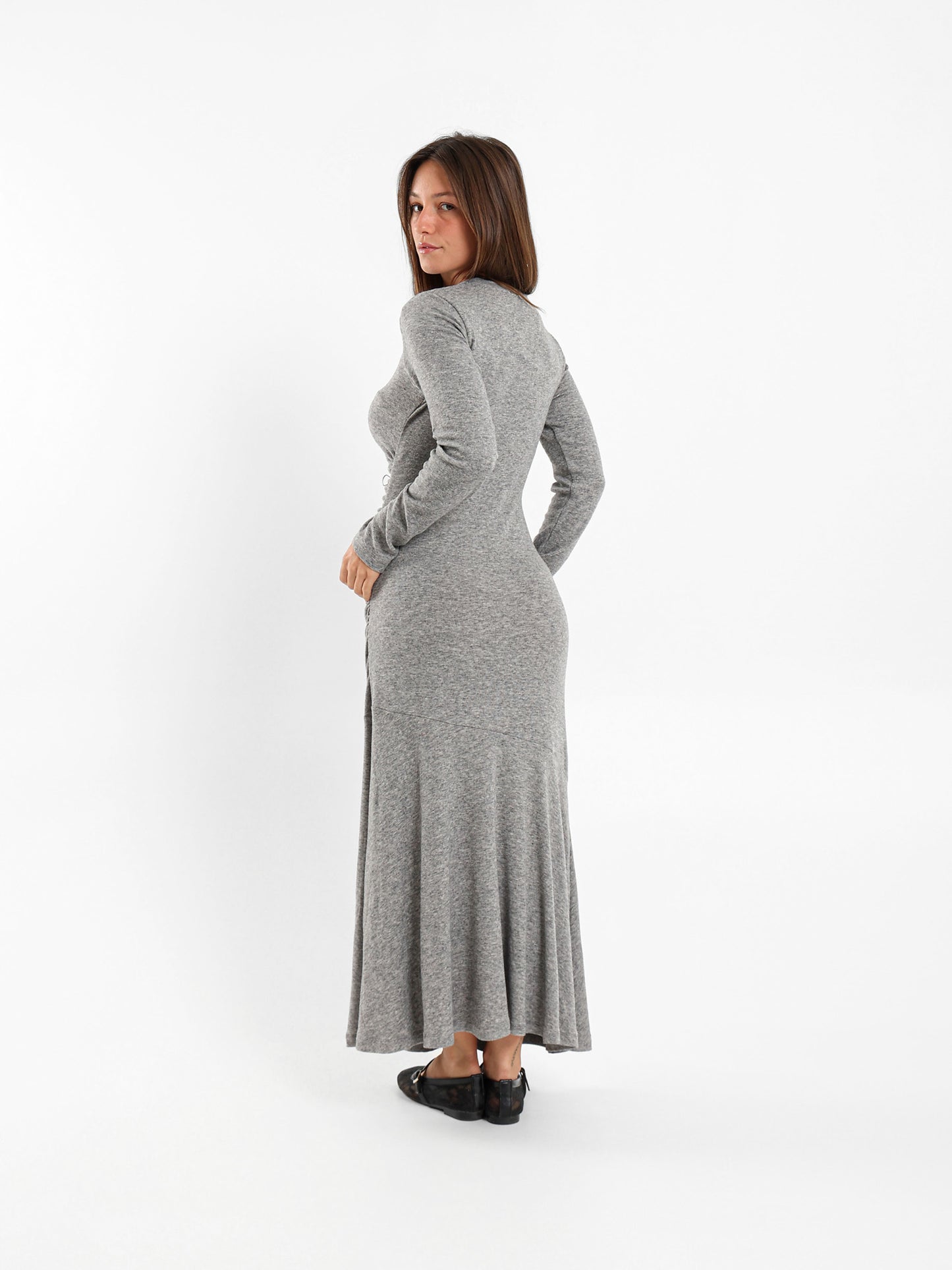 Midi Dress With Side Gathering