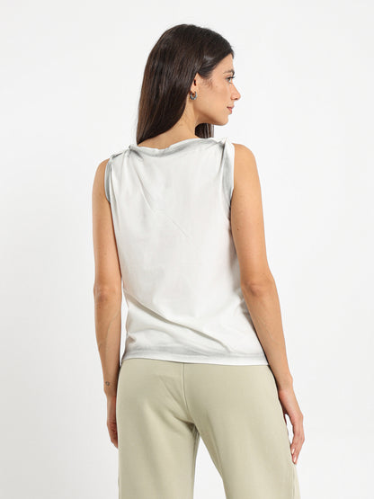 Sprayed Effect Printed Sleeveless Tee