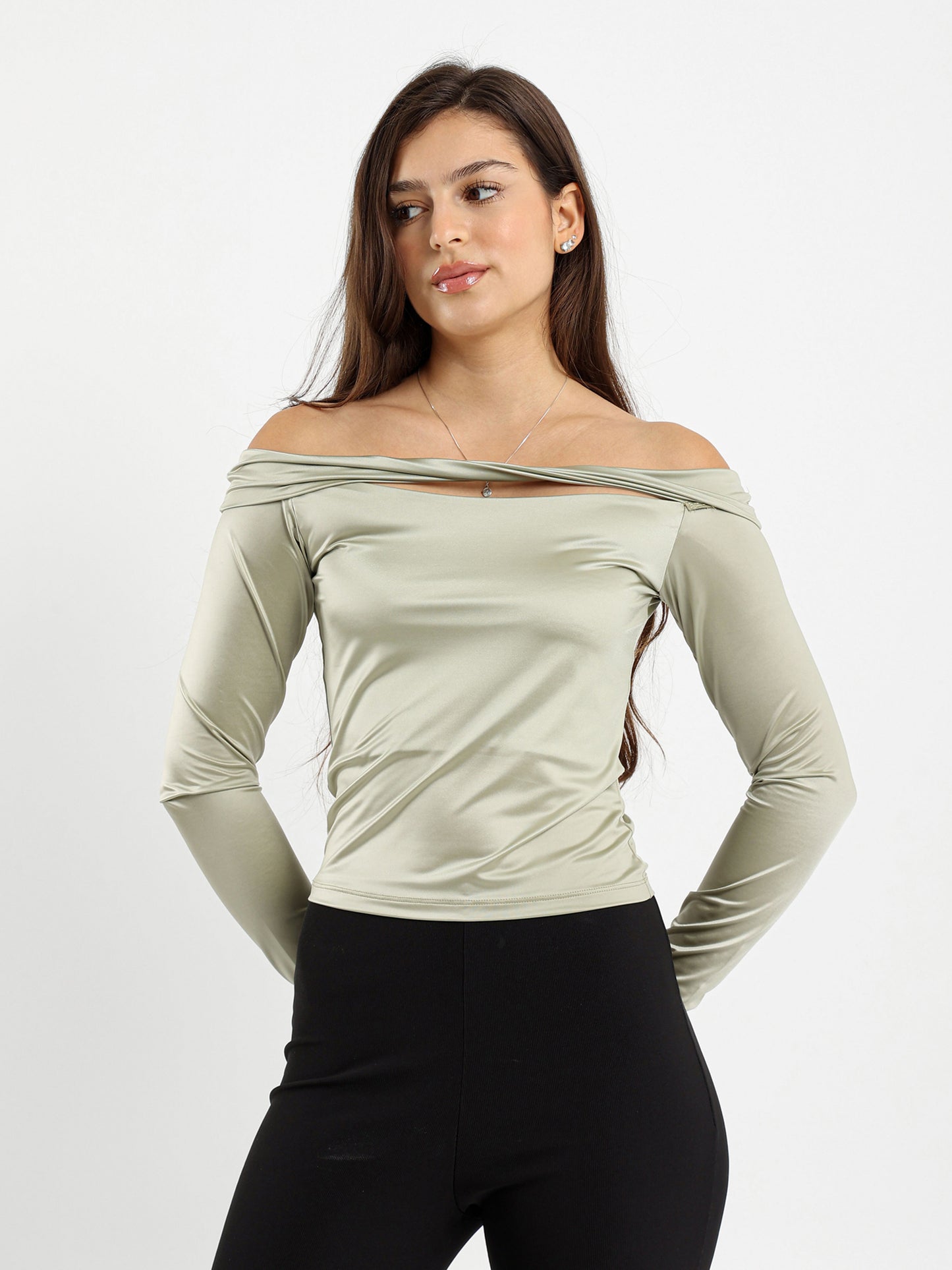 Off Shoulder Top With Cutout And Twist