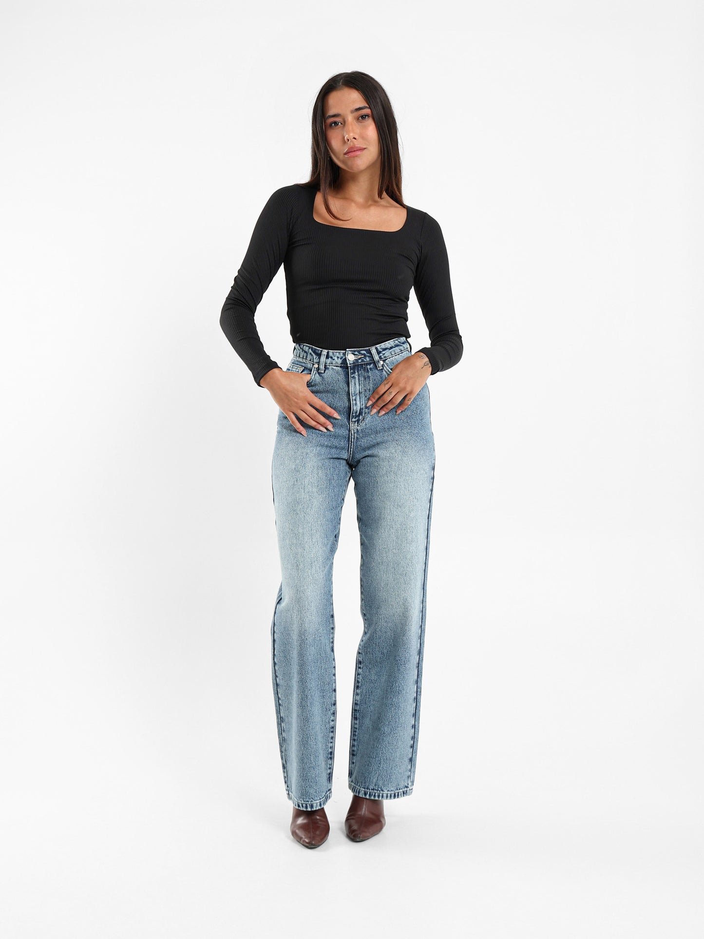 Ribbed Square Neck Top