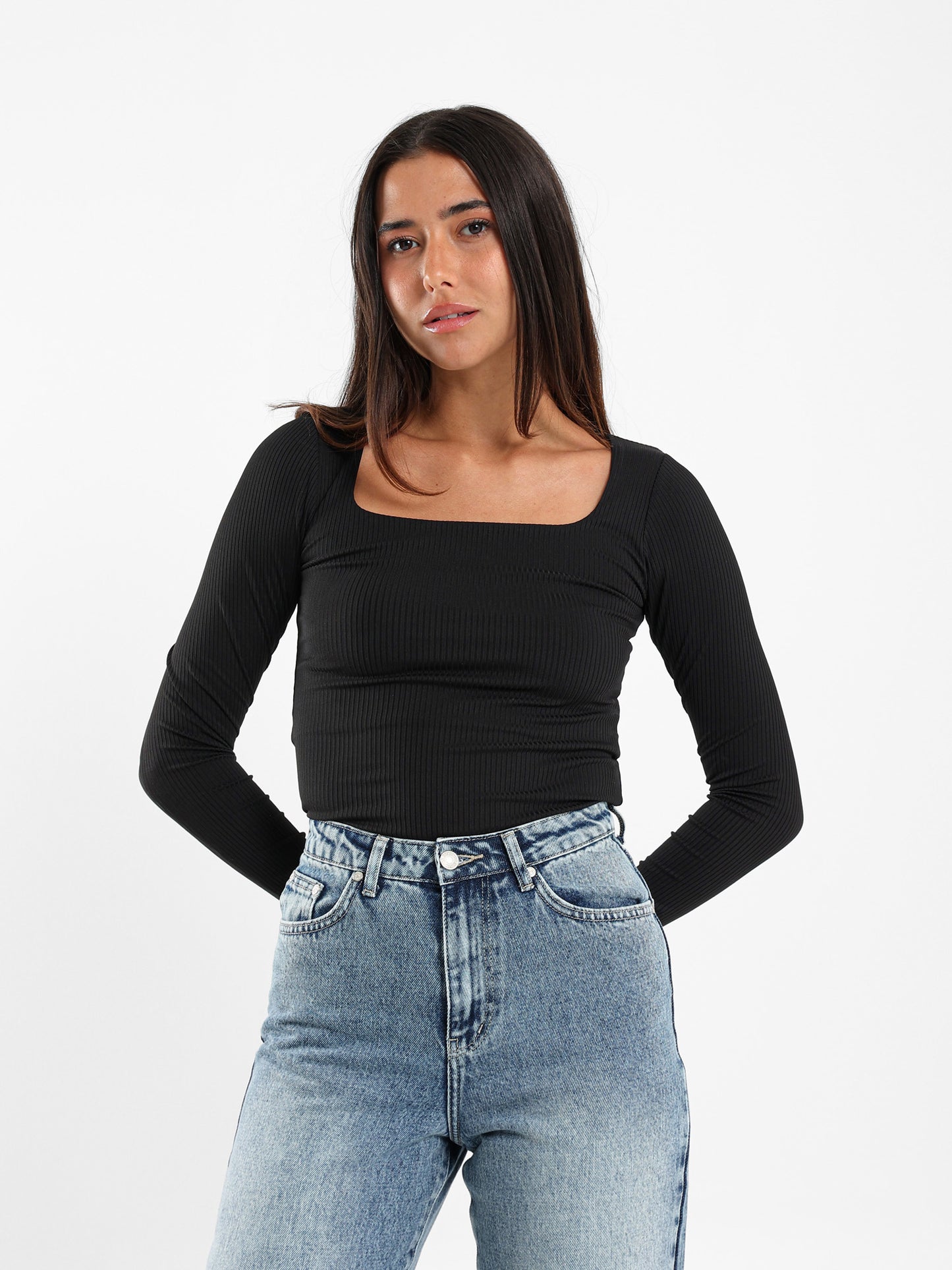 Ribbed Square Neck Top