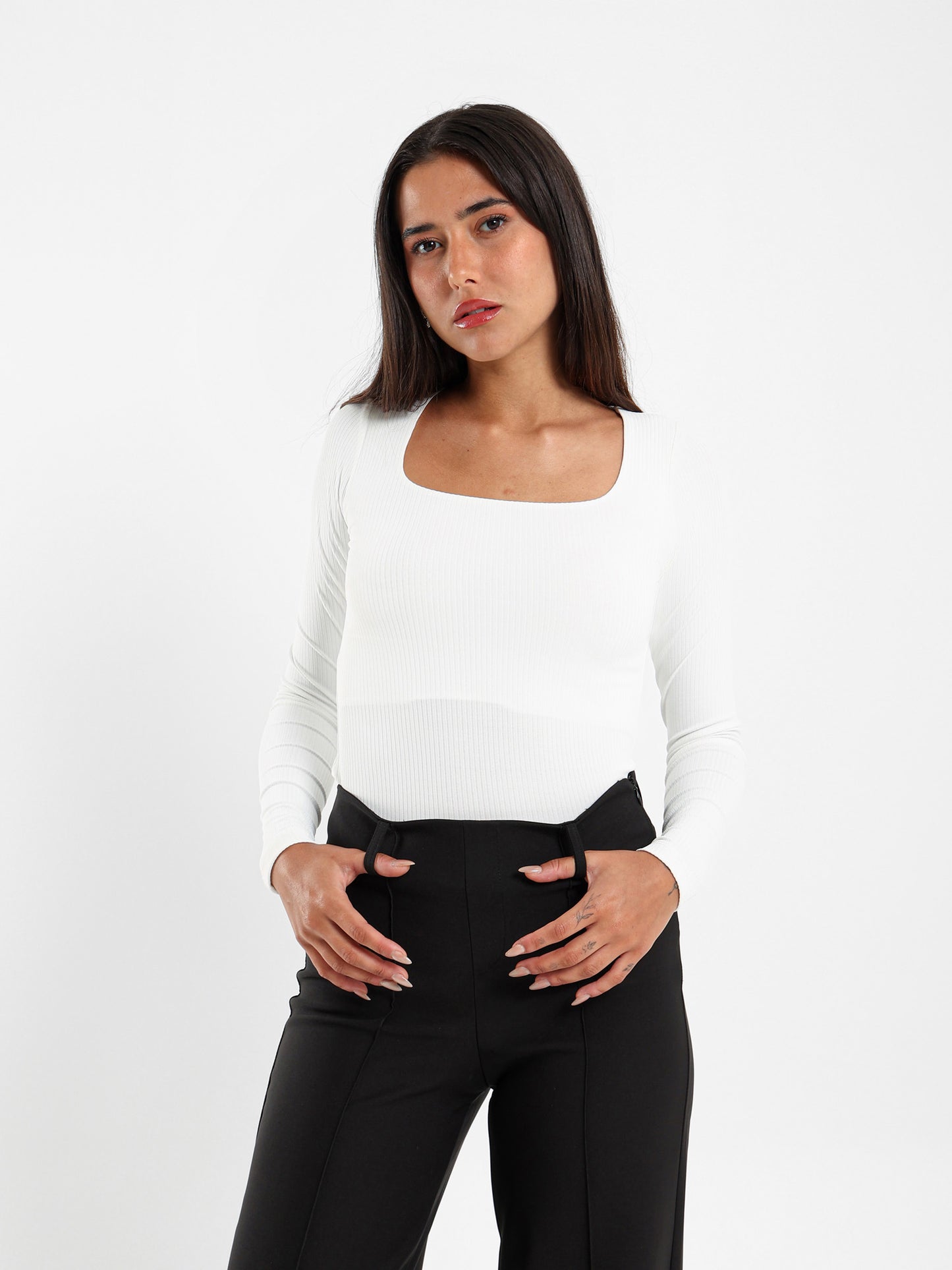 Ribbed Square Neck Top