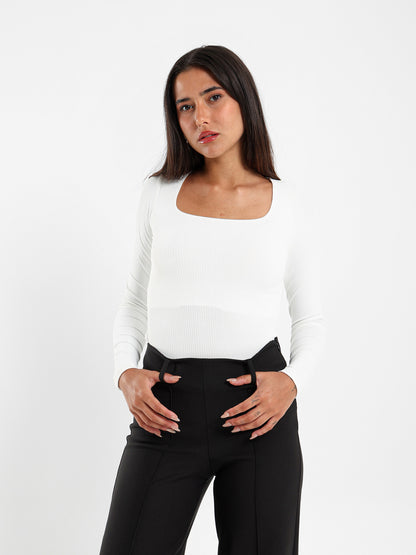 Ribbed Square Neck Top