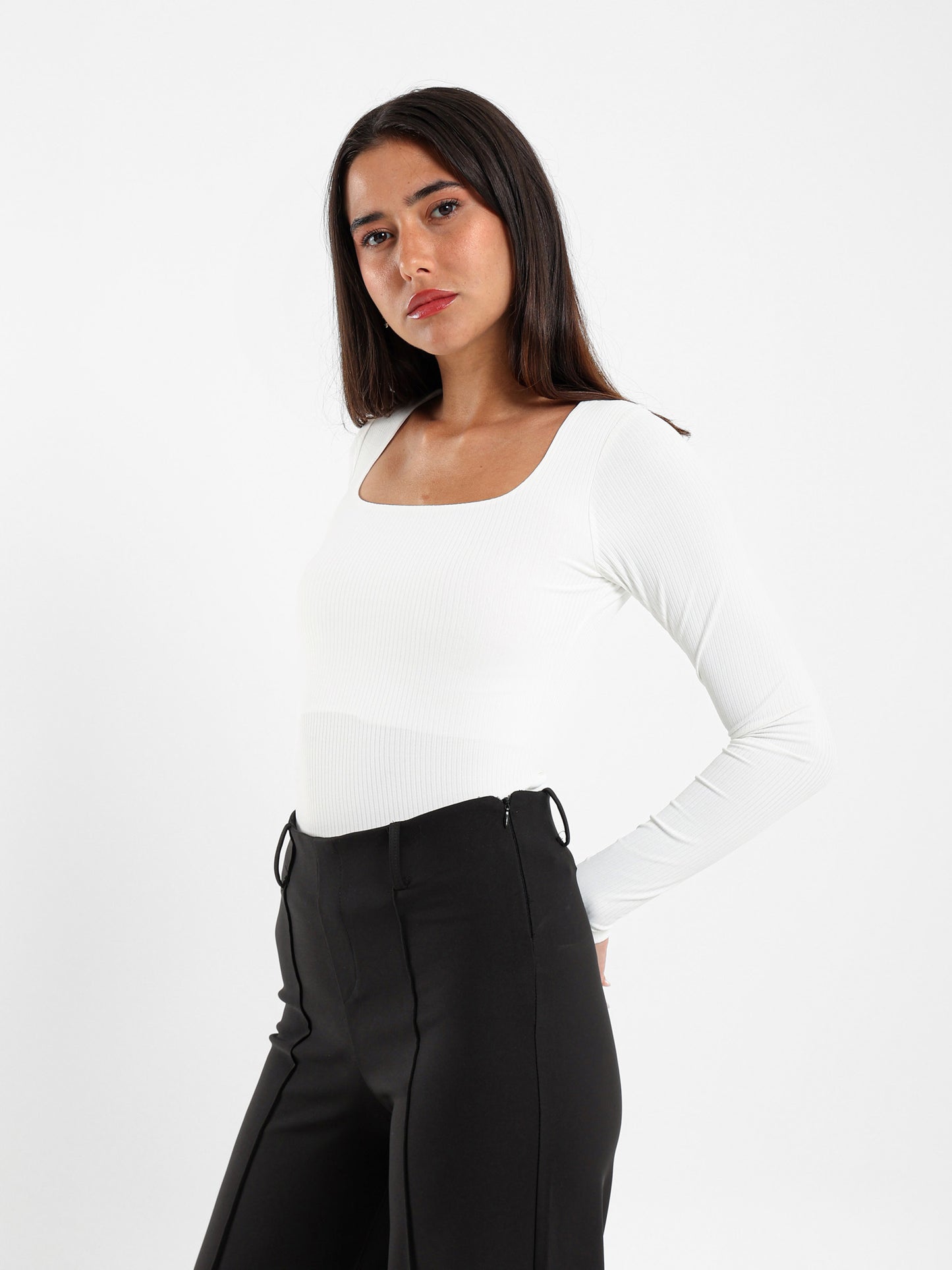 Ribbed Square Neck Top