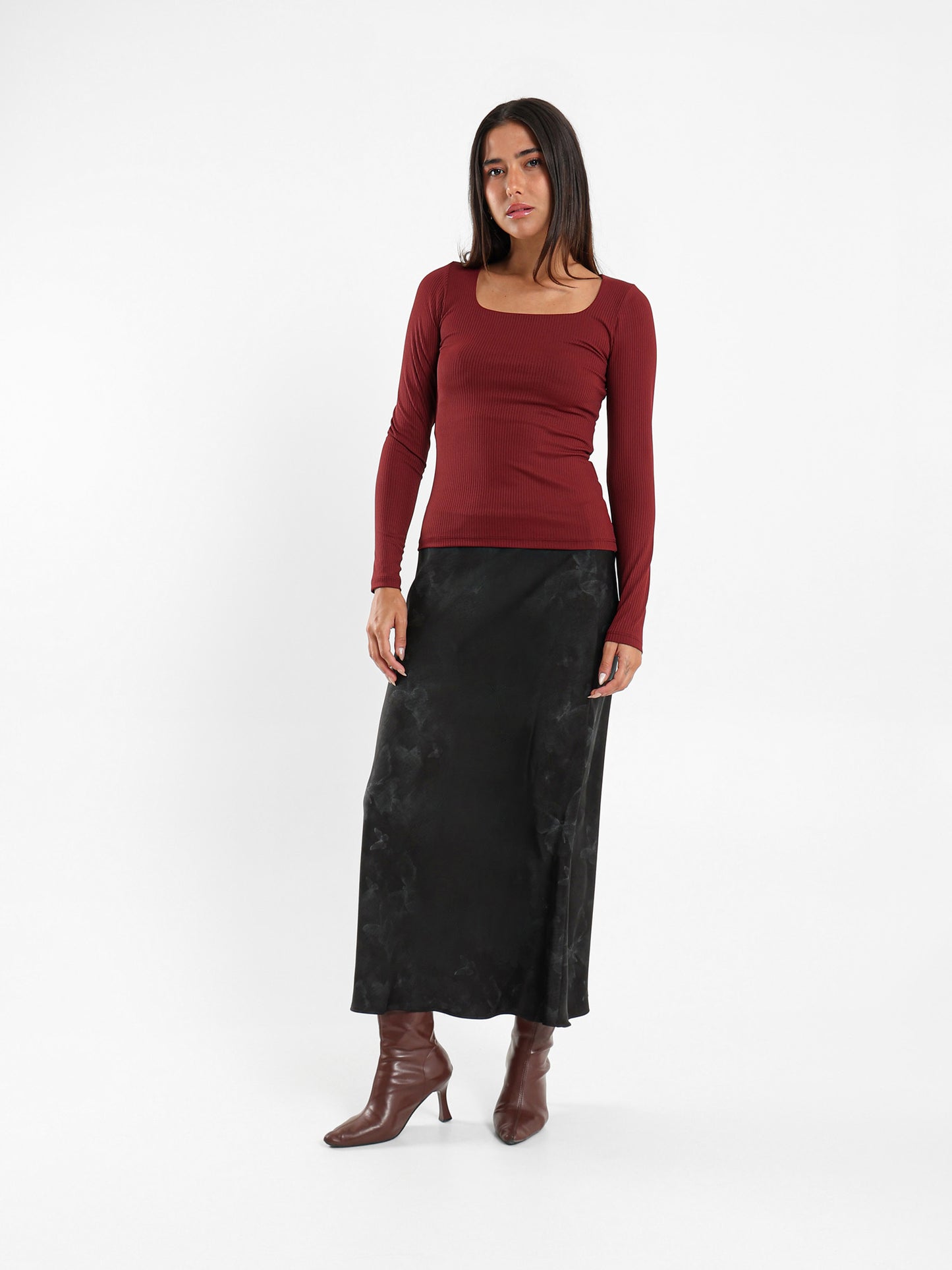 Ribbed Square Neck Top