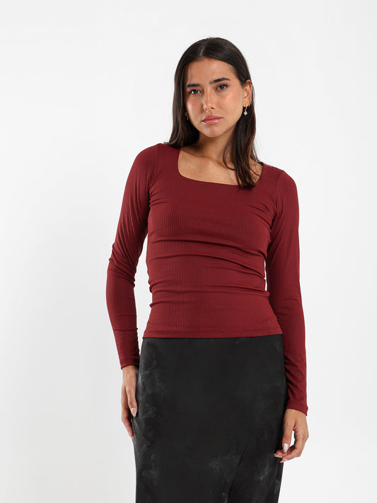 Ribbed Square Neck Top