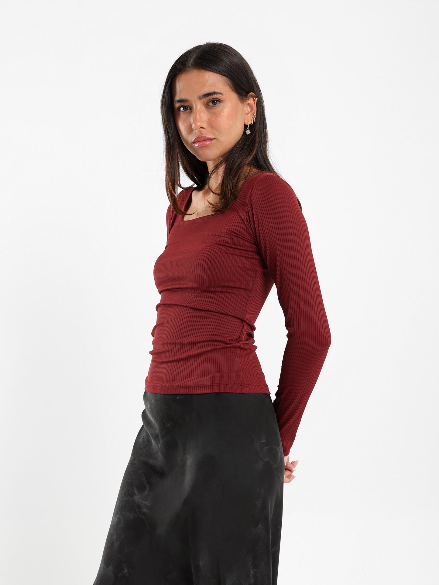 Ribbed Square Neck Top