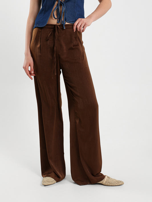 Drawstring Loose Satin Pants