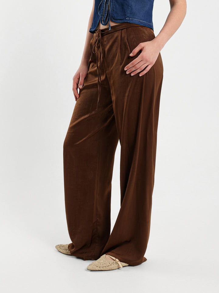 Drawstring Loose Satin Pants