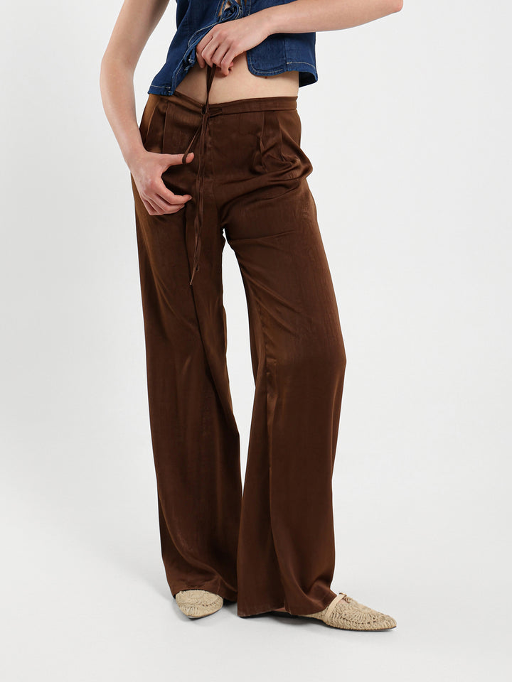 Drawstring Loose Satin Pants