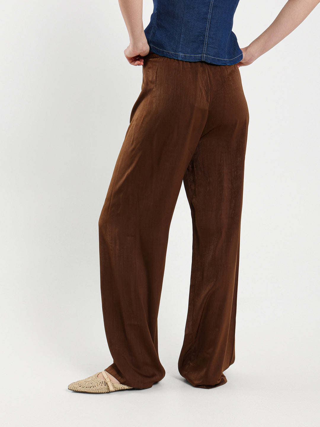 Drawstring Loose Satin Pants