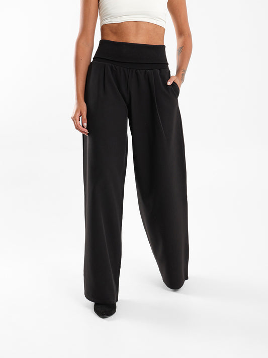 Fold Over Waistband Loose Pants