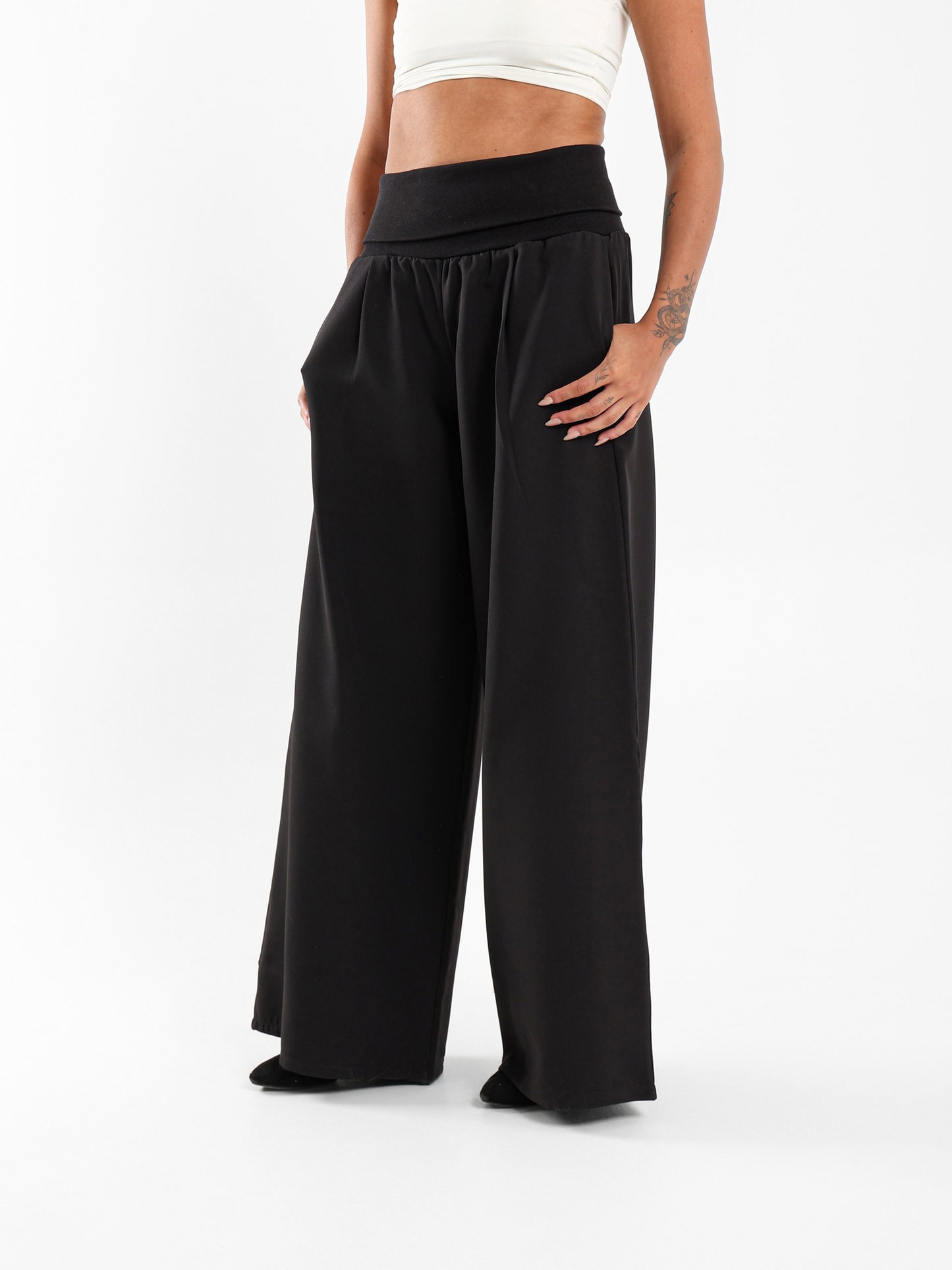 Fold Over Waistband Loose Pants