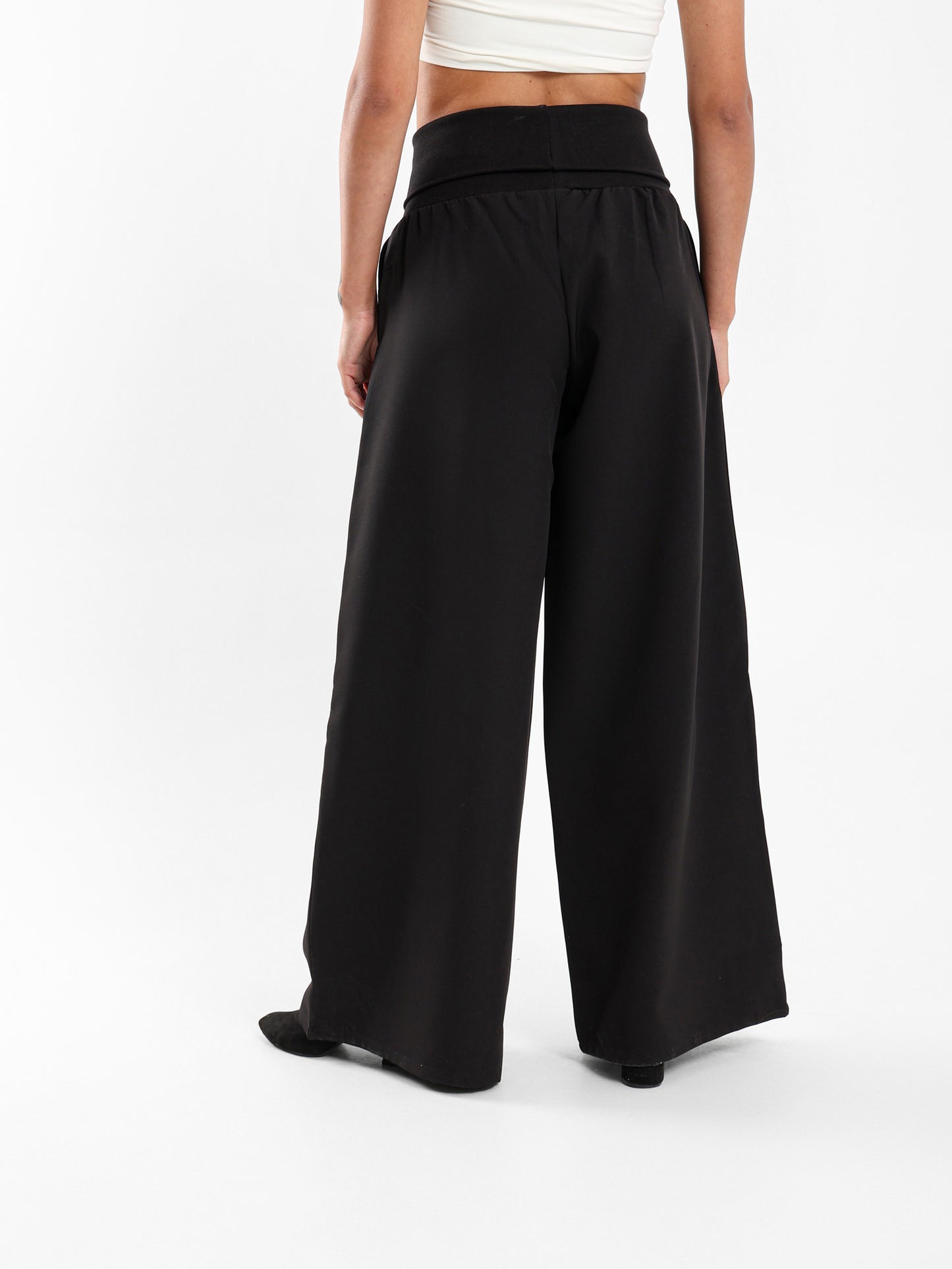 Fold Over Waistband Loose Pants