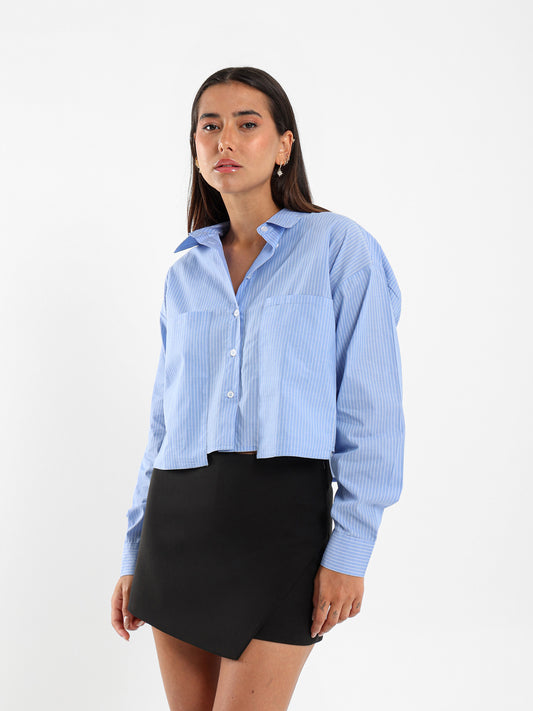 Boxy Striped Poplin Shirt