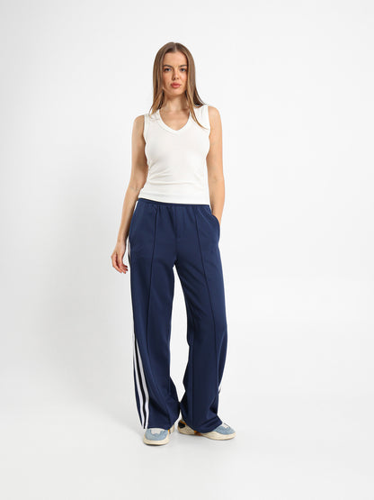 Contrast Panel Sweatpants With Front Crease